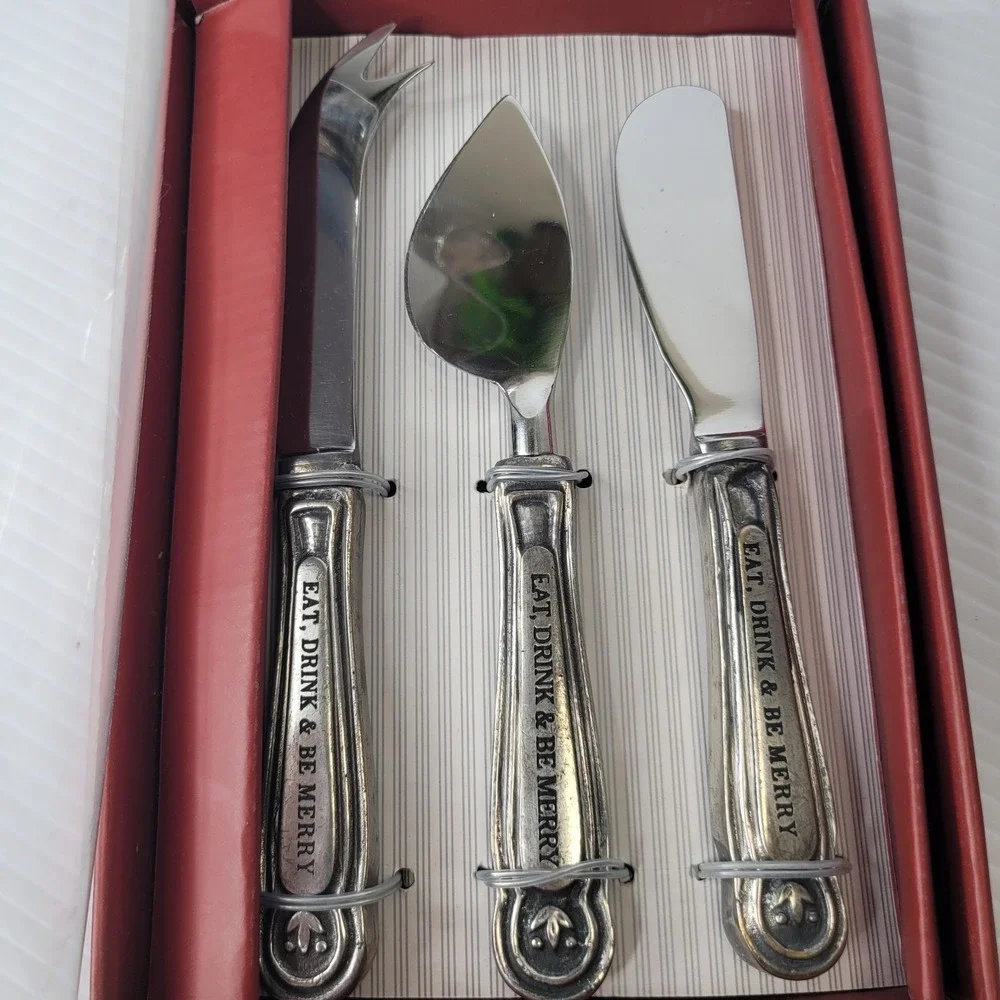 Williams Sonoma Eat, Drink & Be Merry Serving Set w Bottle Opener NEW Old Stock